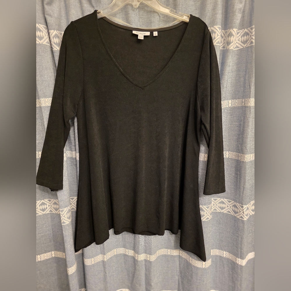 Chicos Travelers Tunic Top‎ Black Medium Or 1